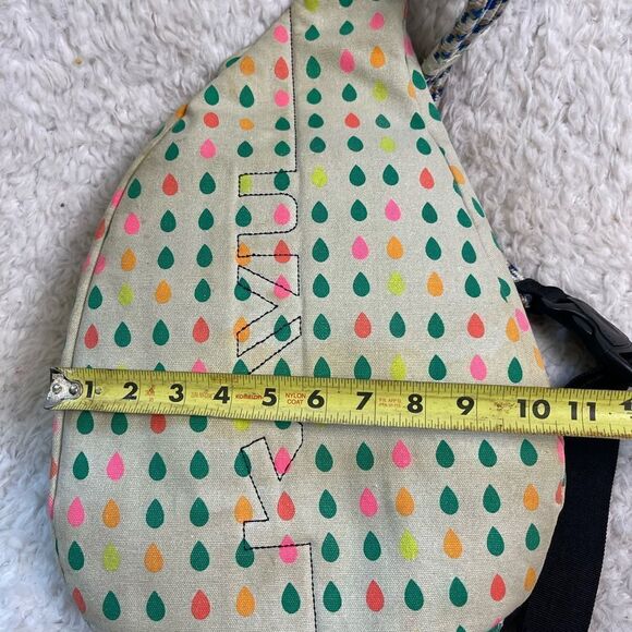 KAVU Rope Sling Backpack Canvas Beige Retro Muted Rainbow Raindrops - Picture 7 of 10